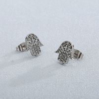 1 Pair Classic Style Hand Of Fatima Hollow Out Stainless Steel Ear Studs main image 4