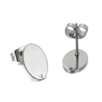1 Pair Simple Style Round Square Oval Plating Stainless Steel Ear Studs sku image 4