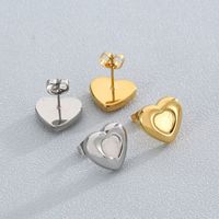 1 Pair Simple Style Heart Shape Plating Stainless Steel 18K Gold Plated Ear Studs main image 7