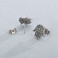 1 Pair Classic Style Hand Of Fatima Hollow Out Stainless Steel Ear Studs main image 5