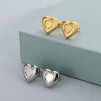 1 Pair Simple Style Heart Shape Plating Stainless Steel 18K Gold Plated Ear Studs main image 3
