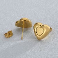 1 Pair Simple Style Heart Shape Plating Stainless Steel 18K Gold Plated Ear Studs main image 5