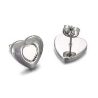 1 Pair Simple Style Heart Shape Plating Stainless Steel 18K Gold Plated Ear Studs main image 6