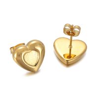 1 Pair Simple Style Heart Shape Plating Stainless Steel 18K Gold Plated Ear Studs sku image 2