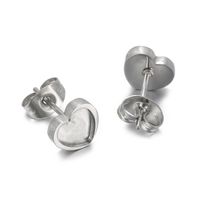 1 Pair Simple Style Heart Shape Stainless Steel Ear Studs sku image 1