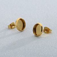 1 Pair Simple Style Round Plating Stainless Steel 18K Gold Plated Ear Studs main image 5