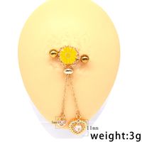 Modern Style Clouds Heart Shape Stainless Steel Alloy Copper White Gold Plated Rhinestones Nipple Ring In Bulk sku image 1