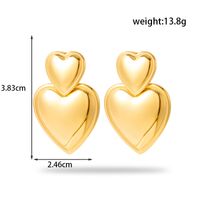 1 Pair Simple Style Korean Style Heart Shape Stainless Steel 18k Gold Plated Drop Earrings sku image 3