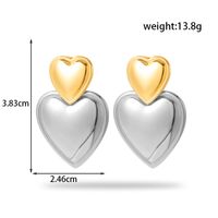 1 Pair Simple Style Korean Style Heart Shape Stainless Steel 18k Gold Plated Drop Earrings sku image 1