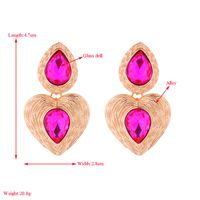 1 Pair Elegant Simple Style Heart Shape Plating Inlay Alloy Glass Drop Earrings main image 2
