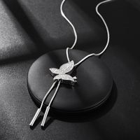 Simple Style Butterfly Alloy Copper Inlay Glass Women's Sweater Chain Long Necklace main image 4