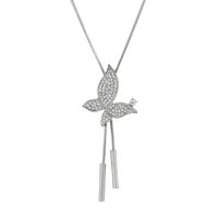 Simple Style Butterfly Alloy Copper Inlay Glass Women's Sweater Chain Long Necklace main image 5