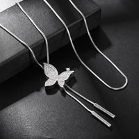 Simple Style Butterfly Alloy Copper Inlay Glass Women's Sweater Chain Long Necklace main image 8