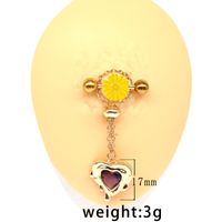 Modern Style Clouds Heart Shape Stainless Steel Alloy Copper White Gold Plated Rhinestones Nipple Ring In Bulk sku image 3