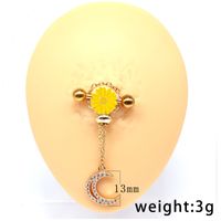 Modern Style Clouds Heart Shape Stainless Steel Alloy Copper White Gold Plated Rhinestones Nipple Ring In Bulk sku image 9
