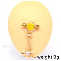Modern Style Clouds Heart Shape Stainless Steel Alloy Copper White Gold Plated Rhinestones Nipple Ring In Bulk sku image 10