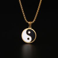 304 Stainless Steel 18K Gold Plated Vintage Style Simple Style Epoxy Plating Round Necklace main image 3