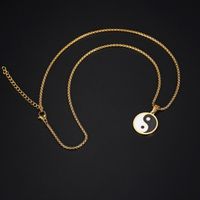 304 Stainless Steel 18K Gold Plated Vintage Style Simple Style Epoxy Plating Round Necklace main image 4