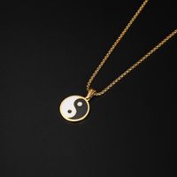 304 Stainless Steel 18K Gold Plated Vintage Style Simple Style Epoxy Plating Round Necklace main image 5