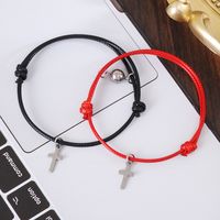 Simple Style Solid Color Pu Leather Braid Couple Bracelets main image 1