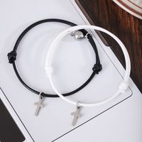 Simple Style Solid Color Pu Leather Braid Couple Bracelets main image 5