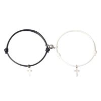 Simple Style Solid Color Pu Leather Braid Couple Bracelets sku image 3