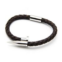Ethnic Style Solid Color Stainless Steel Leather Women's Bangle sku image 1