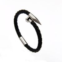 Ethnic Style Solid Color Stainless Steel Leather Women's Bangle main image 3