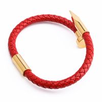 Ethnic Style Solid Color Stainless Steel Leather Women's Bangle sku image 7