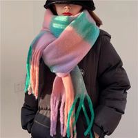 Women's Simple Style Lattice Imitation Cashmere Tassel Scarf sku image 1