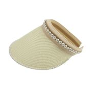 Women's Sweet Pastoral Solid Color Pearl Curved Eaves Sun Hat main image 4