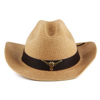 Unisex Retro Cowboy Style Simple Style Cattle Crimping Straw Hat main image 1