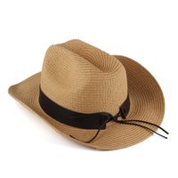 Unisex Retro Cowboy Style Simple Style Cattle Crimping Straw Hat main image 5