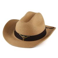 Unisex Retro Cowboy Style Simple Style Cattle Crimping Straw Hat sku image 1