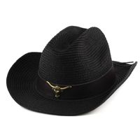 Unisex Retro Cowboy Style Simple Style Cattle Crimping Straw Hat sku image 4
