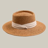 Women's Vacation Beach Solid Color Flat Eaves Straw Hat sku image 1
