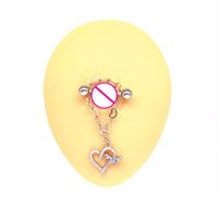 Cute Starry Sky Moon Heart Shape Stainless Steel Copper White Gold Plated Gold Plated Rhinestones Nipple Ring In Bulk main image 2