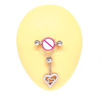 Cute Starry Sky Moon Heart Shape Stainless Steel Copper White Gold Plated Gold Plated Rhinestones Nipple Ring In Bulk main image 5