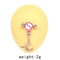 Cute Starry Sky Moon Heart Shape Stainless Steel Copper White Gold Plated Gold Plated Rhinestones Nipple Ring In Bulk main image 7