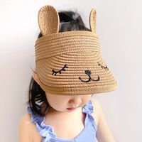Children Unisex Cute Solid Color Embroidery Sun Hat main image 1