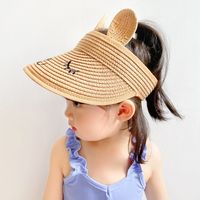 Children Unisex Cute Solid Color Embroidery Sun Hat main image 3