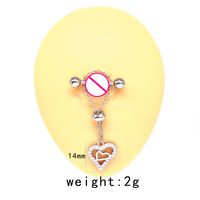 Cute Starry Sky Moon Heart Shape Stainless Steel Copper White Gold Plated Gold Plated Rhinestones Nipple Ring In Bulk sku image 3