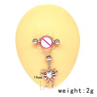 Cute Starry Sky Moon Heart Shape Stainless Steel Copper White Gold Plated Gold Plated Rhinestones Nipple Ring In Bulk sku image 4