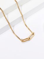 304 Stainless Steel 14K Gold Plated Simple Style Geometric Pendant Necklace main image 4