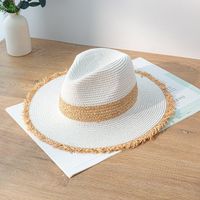 Women's Pastoral Simple Style Color Block Big Eaves Straw Hat main image 1