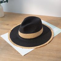 Femmes Pastorale Style Simple Bloc De Couleur Grand Avant-toit Chapeau De Paille main image 5