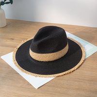 Women's Pastoral Simple Style Color Block Big Eaves Straw Hat main image 5
