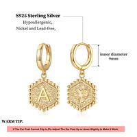 1 Pair Vintage Style Simple Style Classic Style Hexagon Letter Plating Copper 14k Gold Plated Drop Earrings main image 2