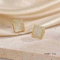 1 Pair Casual Elegant Commute Square Flower Plating Inlay Stainless Steel Copper Zircon 18k Gold Plated White Gold Plated Earrings Ear Studs sku image 4