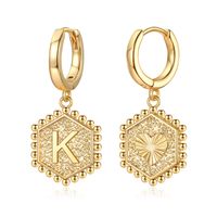 1 Pair Vintage Style Simple Style Classic Style Hexagon Letter Plating Copper 14k Gold Plated Drop Earrings sku image 3